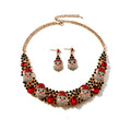 3pcs Christmas Necklace Earrings Set With Colored Rhinestones Ins Fashionable Shiny Santa Claus Necklace For Womens Jewelry - Rokkaku 18 online shop
