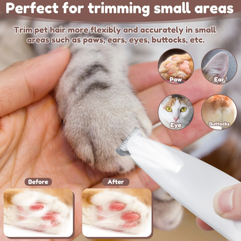 Pets Dog Paw Trimmer With LED Light Fully Waterproof Pet Hair Trimmer With LED Display Dog Clippers For Grooming Widen Blade - Rokkaku 18 online shop