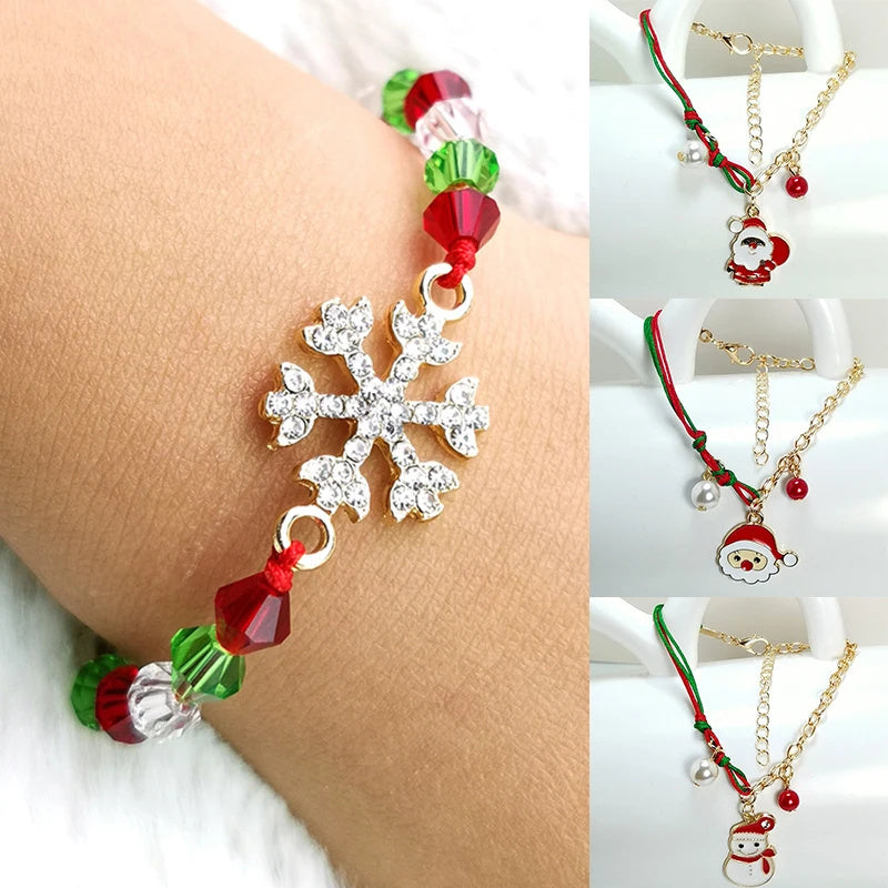 New Christmas Snowman Santa Claus Tree Snowflake Elk Bracelet Christmas Gift Charm Bracelet Chain Pendant For Women New Year Fashion Gift - Rokkaku 18 online shop