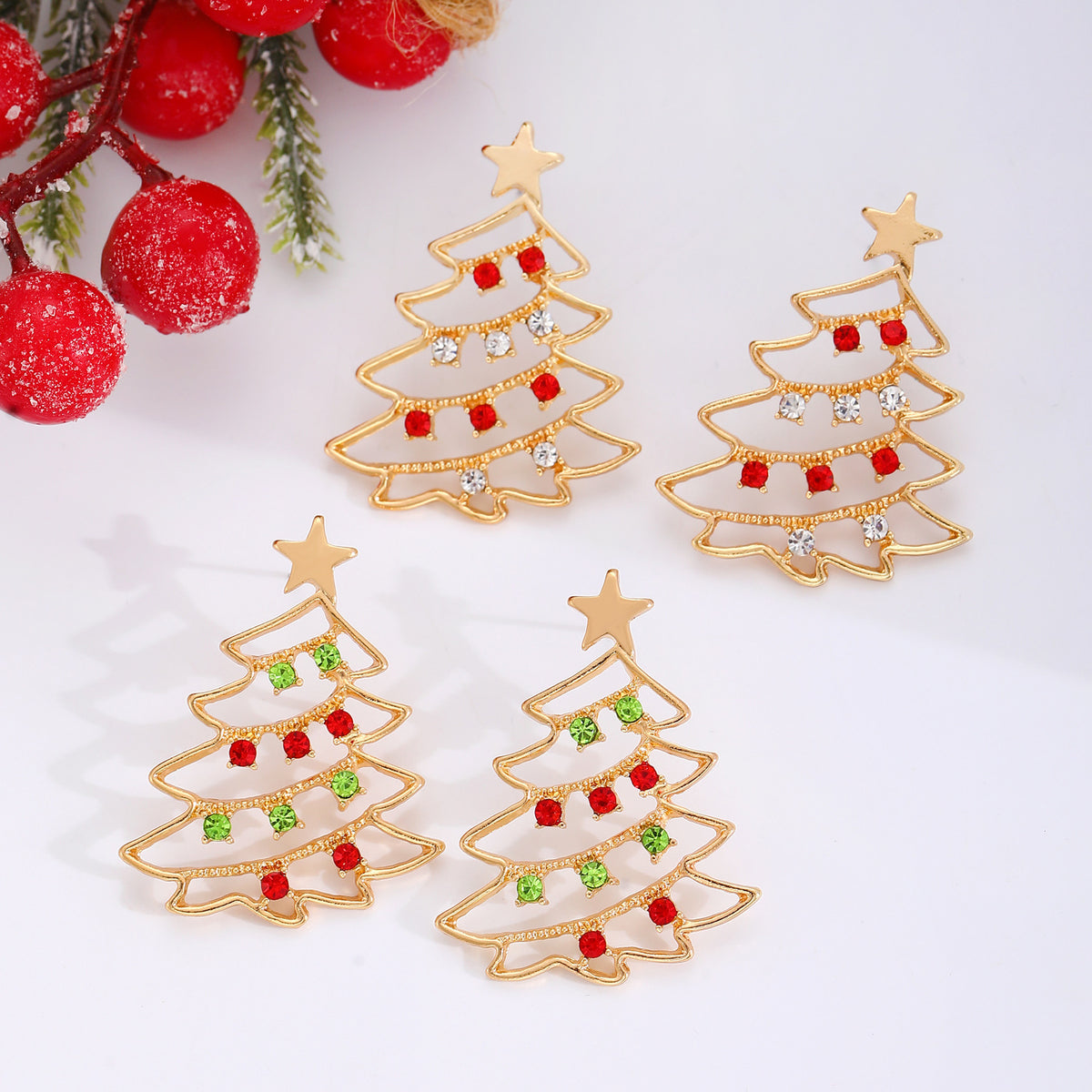 Christmas Earrings With Christmas Tree Colorful Zircon Christmas Tree Earrings  For Women Personality Earrings Party Jewelry Christmas Gift - Rokkaku 18 online shop