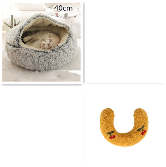 2 In 1 Dog And Cat Bed Pet Winter Bed Round Plush Warm Bed House Soft Long Plush Pets Bed Pet Products - Rokkaku 18 online shop