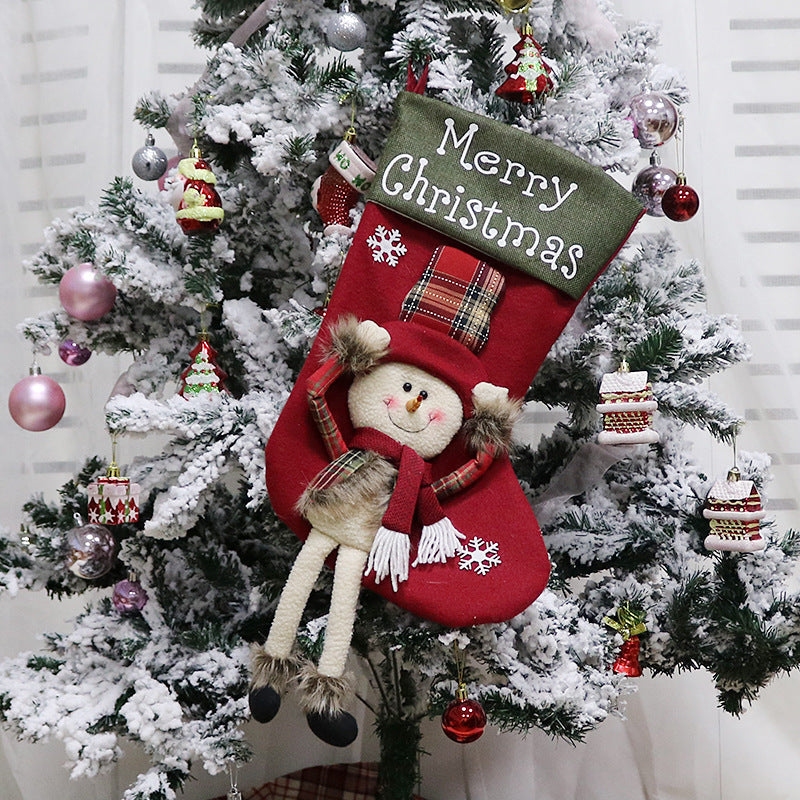 New Year Xmas Big Stockings Set Decorations Christmas 3D Plush Big Sock Christmas Tree Pendant Decorating Supplies - Rokkaku 18 online shop
