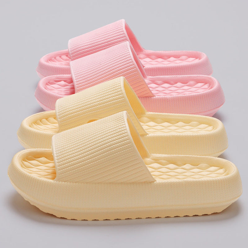 Summer EVA Slippers Solid Color Rhombus Stripe Anti-slip Slippers New Women's Home Shoes - Rokkaku 18 online shop