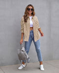 Fashion Ripped Shirt Jacket Female Autumn And Spring Casual Tops Womens Clothing - Rokkaku 18 online shop