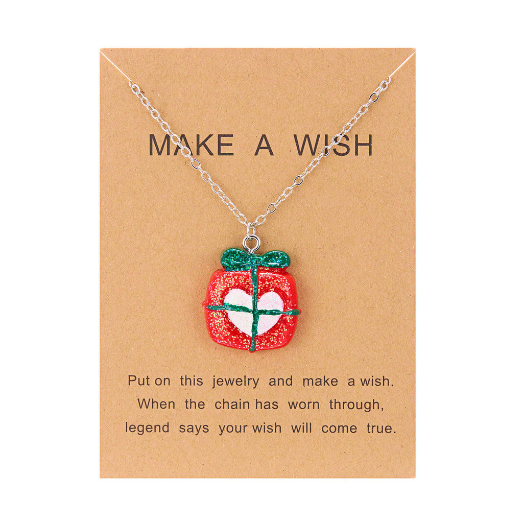 Cute Cartoon Resin Necklace Christmas Snowman Santa Claus Pendant Clavicle Chain Necklace For Women Jewelry - Rokkaku 18 online shop