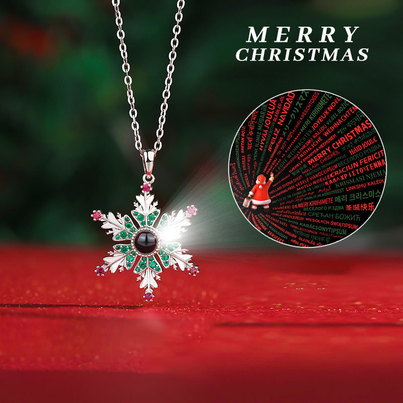 New Christmas Snowflake Necklace With Projection Design For Couples Christmas Gift Women's Clavicle Chain Jewelry - Rokkaku 18 online shop