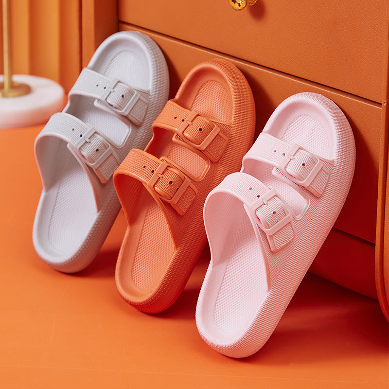 Platform Slippers Women's Summer Buckle Home Shoes Fashion Outdoor Wear Soft Bottom Sandals - Rokkaku 18 online shop