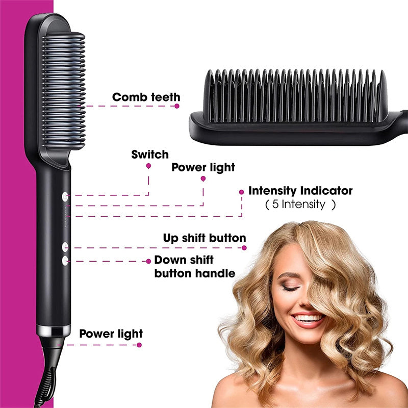 New 2 In 1 Hair Straightener Hot Comb Negative Ion Curling Tong Dual-purpose Electric Hair Brush - Rokkaku 18 online shop