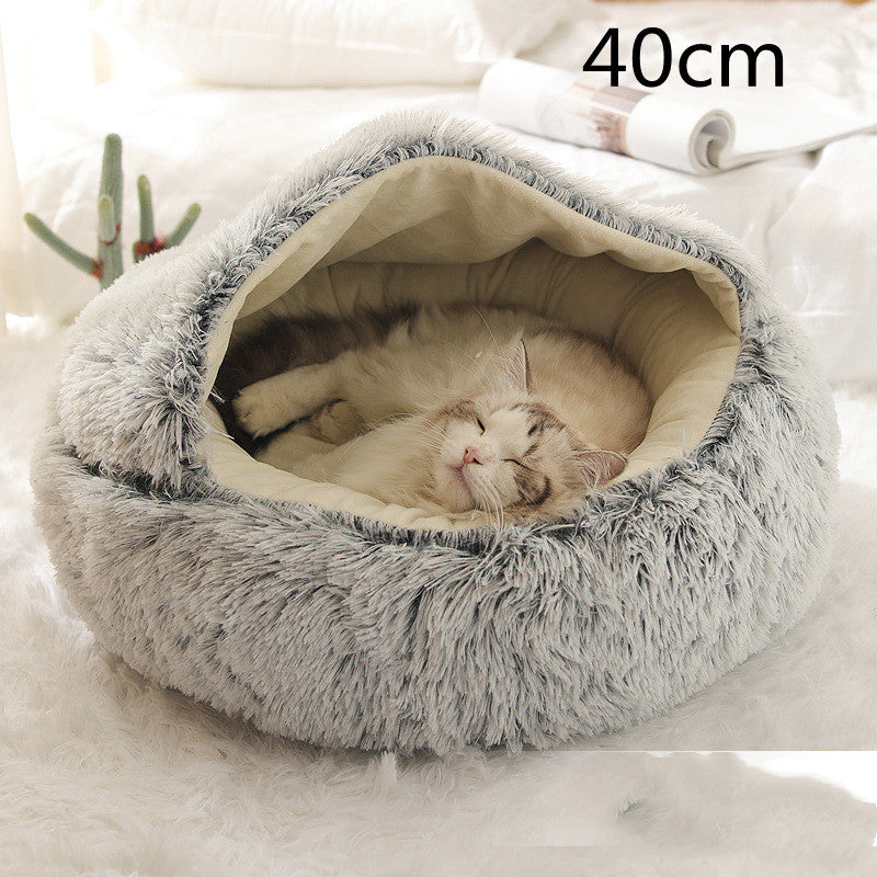 2 In 1 Dog And Cat Bed Pet Winter Bed Round Plush Warm Bed House Soft Long Plush Pets Bed Pet Products - Rokkaku 18 online shop