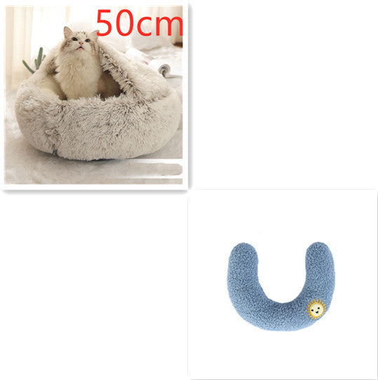 2 In 1 Dog And Cat Bed Pet Winter Bed Round Plush Warm Bed House Soft Long Plush Pets Bed Pet Products - Rokkaku 18 online shop