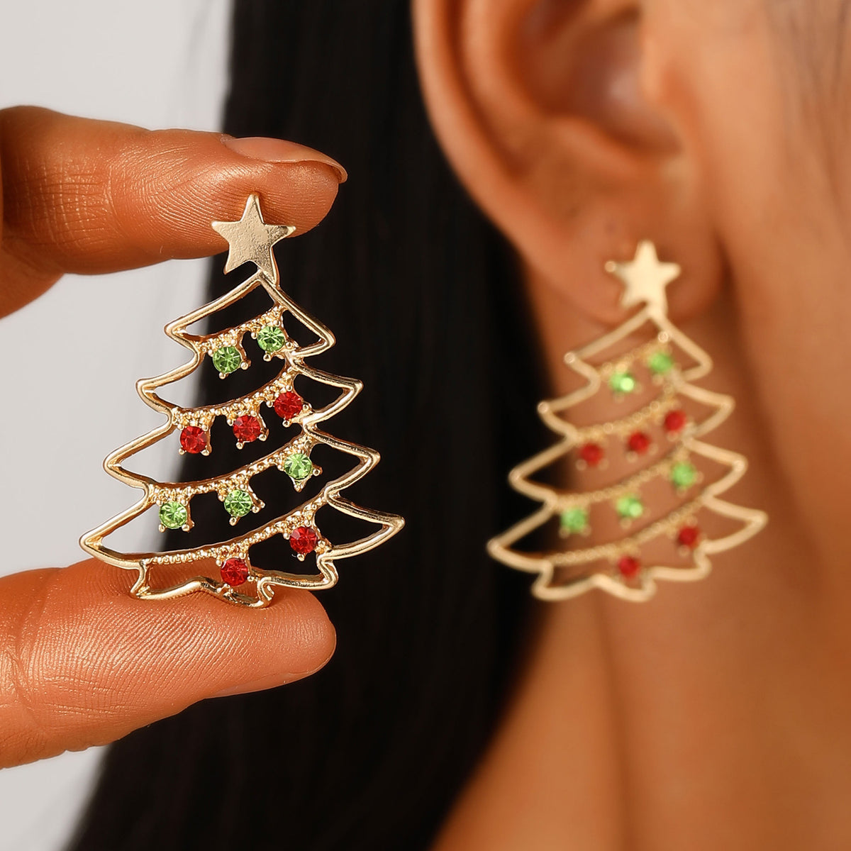 Christmas Earrings With Christmas Tree Colorful Zircon Christmas Tree Earrings  For Women Personality Earrings Party Jewelry Christmas Gift - Rokkaku 18 online shop