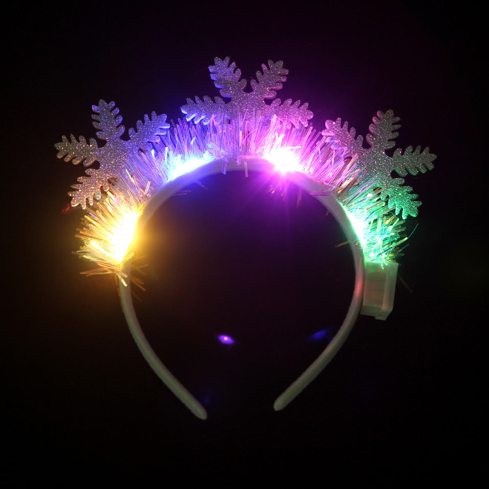 IPC Christmas Hair Band Glowing Headband Xmas Tree Snowflake Hair Band Deer Horn Light Flashing Headwear Merry Christmas Gift - Rokkaku 18 online shop