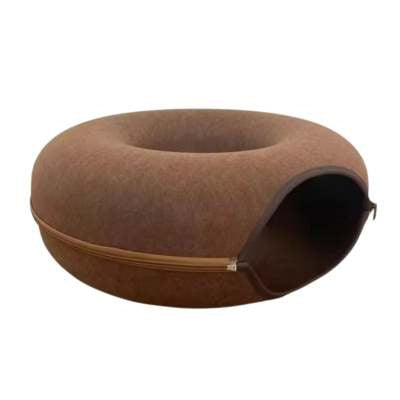 Donut Cat Tunnel Bed Pets House Natural Felt Pet Cat Cave Interactive Toys Round Wool Felt Pet Bed Cat Training Toy Cat House - Rokkaku 18 online shop