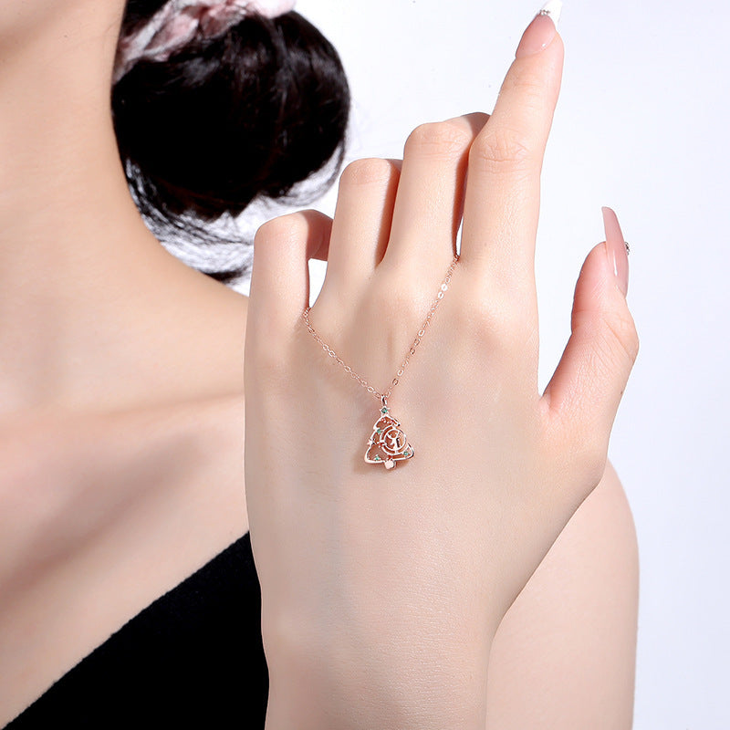 S925 Elk Christmas Tree Necklace Fashion Ins Style Zircon Clavicle Chain Women's Jewelry - Rokkaku 18 online shop