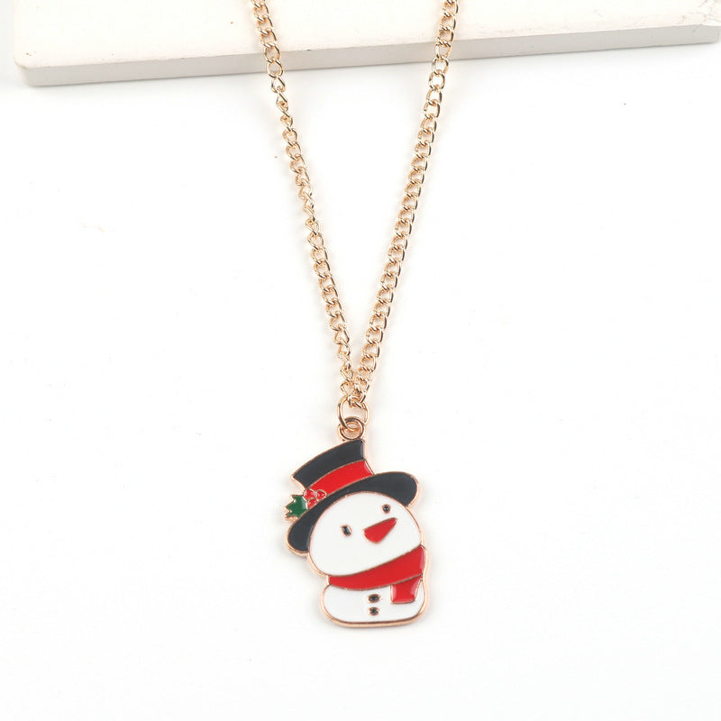 Christmas Necklace Cute Cartoon Santa Claus Snowman Elk Pendant Necklace Xmas New Year Festival Ear Jewelry Gifts - Rokkaku 18 online shop
