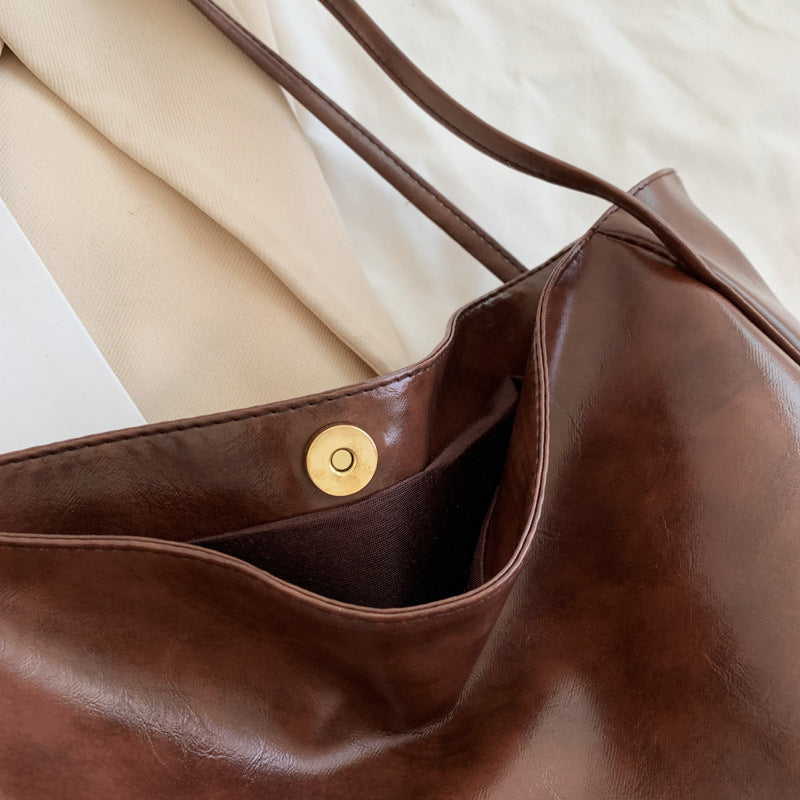 Fashion Handbag New Autumn And Winter Japanese And Korean Large Capacity Soft Leather Shoulder Bag Retro Casual Handbag - Rokkaku 18 online shop