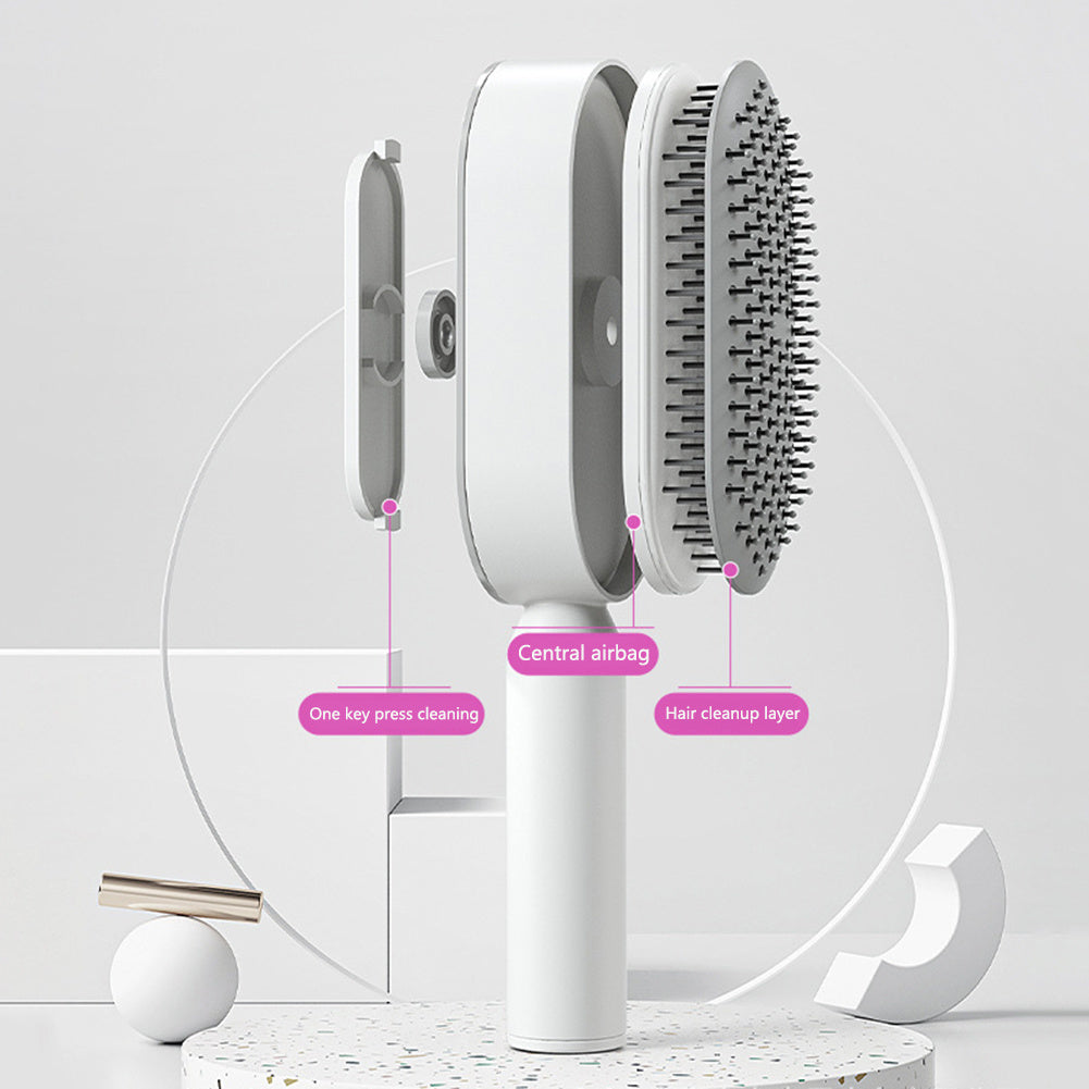 Self Cleaning Hair Brush For Women One-key Cleaning Hair Loss Airbag Massage Scalp Comb Anti-Static Hairbrush - Rokkaku 18 online shop