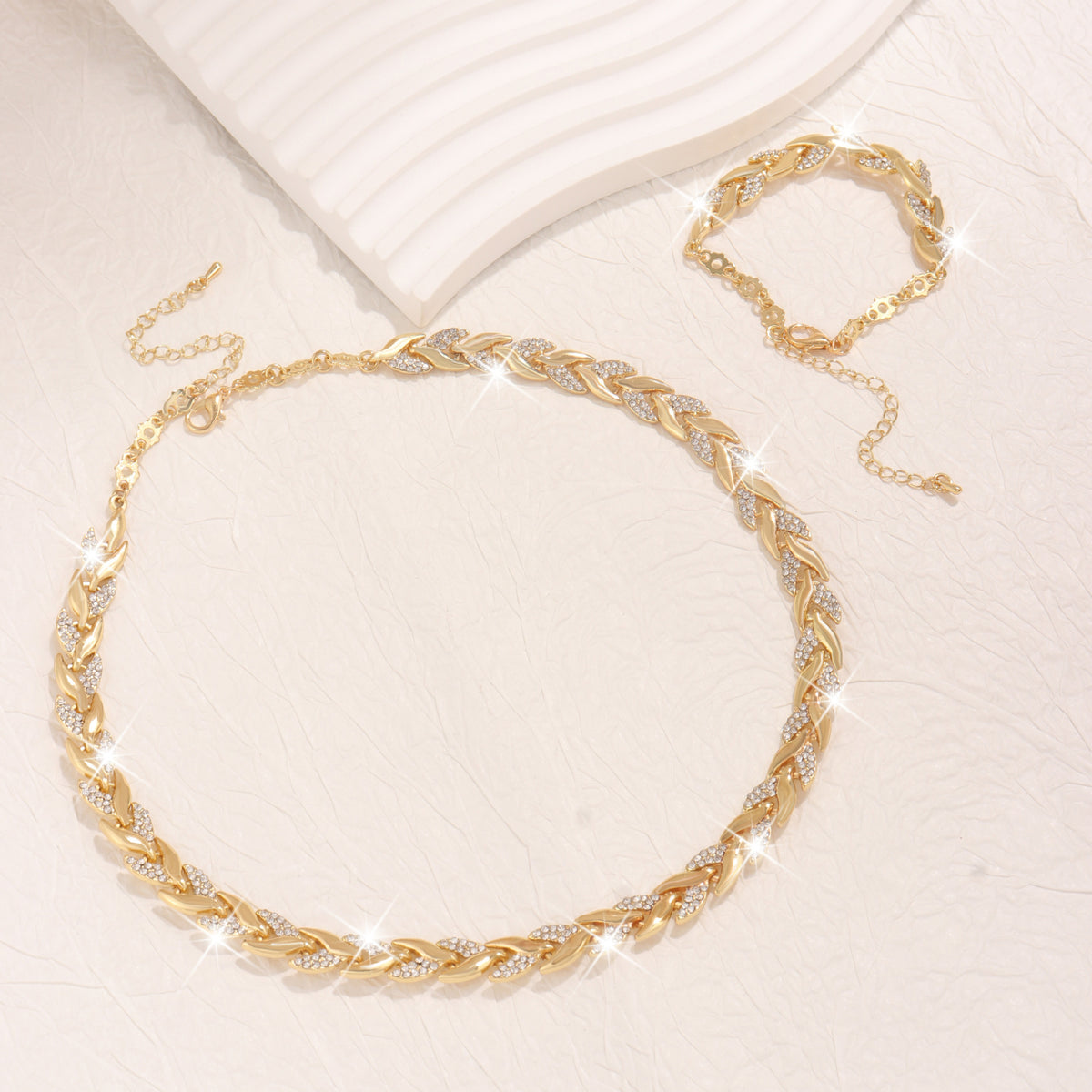 Women's Personality Affordable Luxury Willow Leaf Diamond Bracelet Necklace - Rokkaku 18 online shop