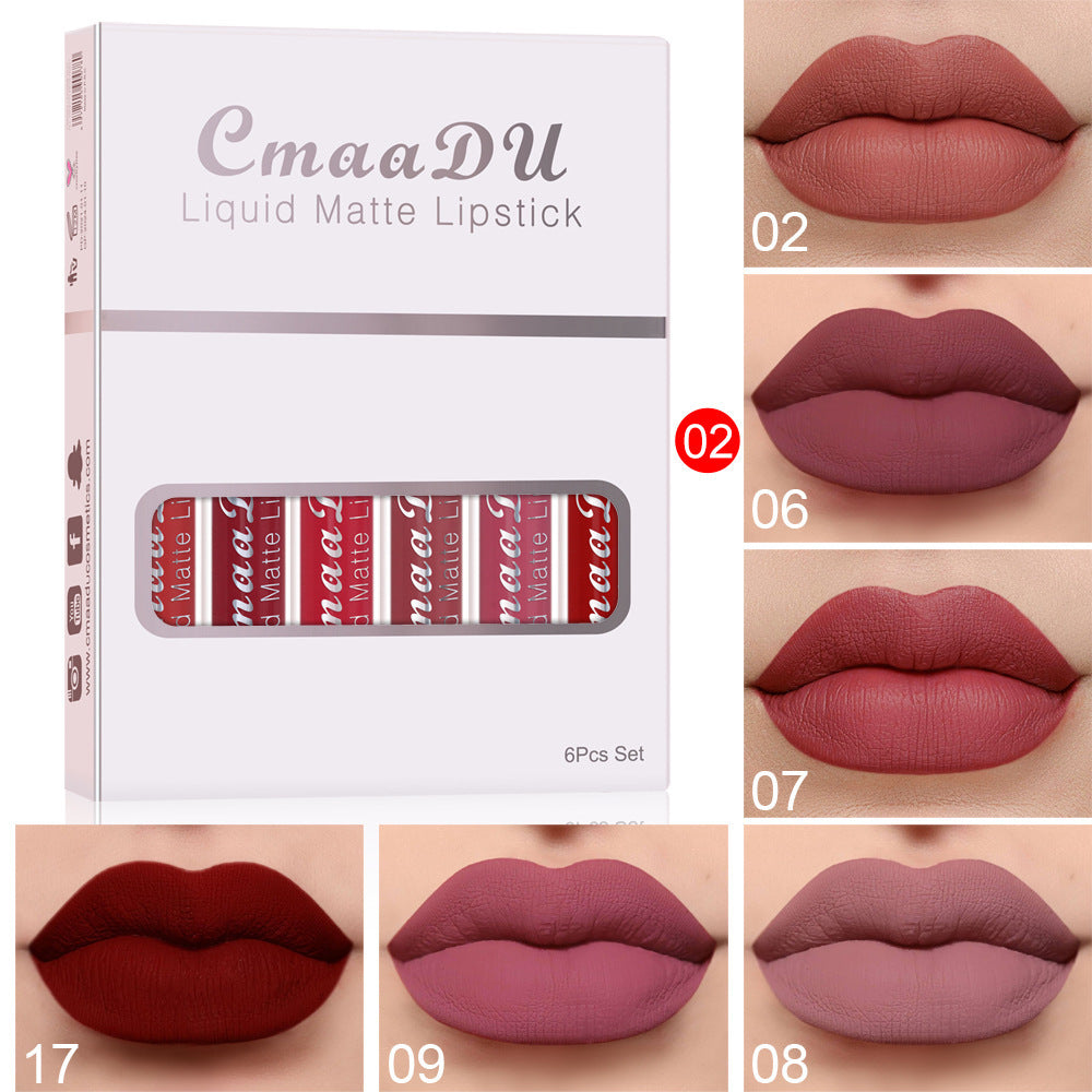 6 Boxes Of Matte Non-stick Cup Waterproof Lipstick Long Lasting Lip Gloss - Rokkaku 18 online shop