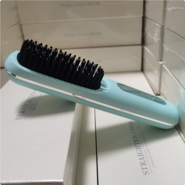 2 In 1 Straight Hair Comb Wireless Hair Straightener Brush Hair Fast Heating Portable Hot Curler USB Charging - Rokkaku 18 online shop