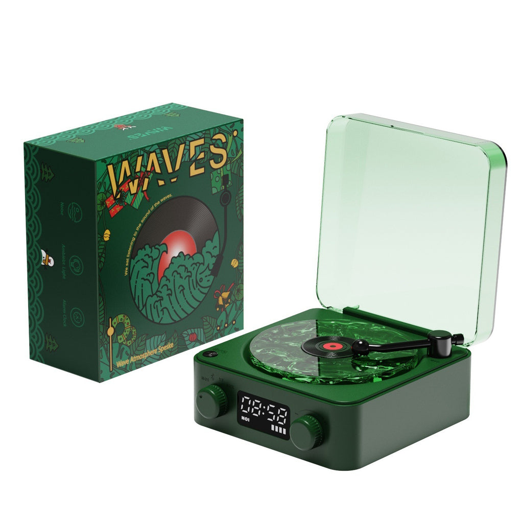 Retro Turntable Speaker Wireless Bluetooth-compatible 5.0 Vinyl Record Player Stereo Sound With White Noise RGB Projection Lamp Effect - Rokkaku 18 online shop