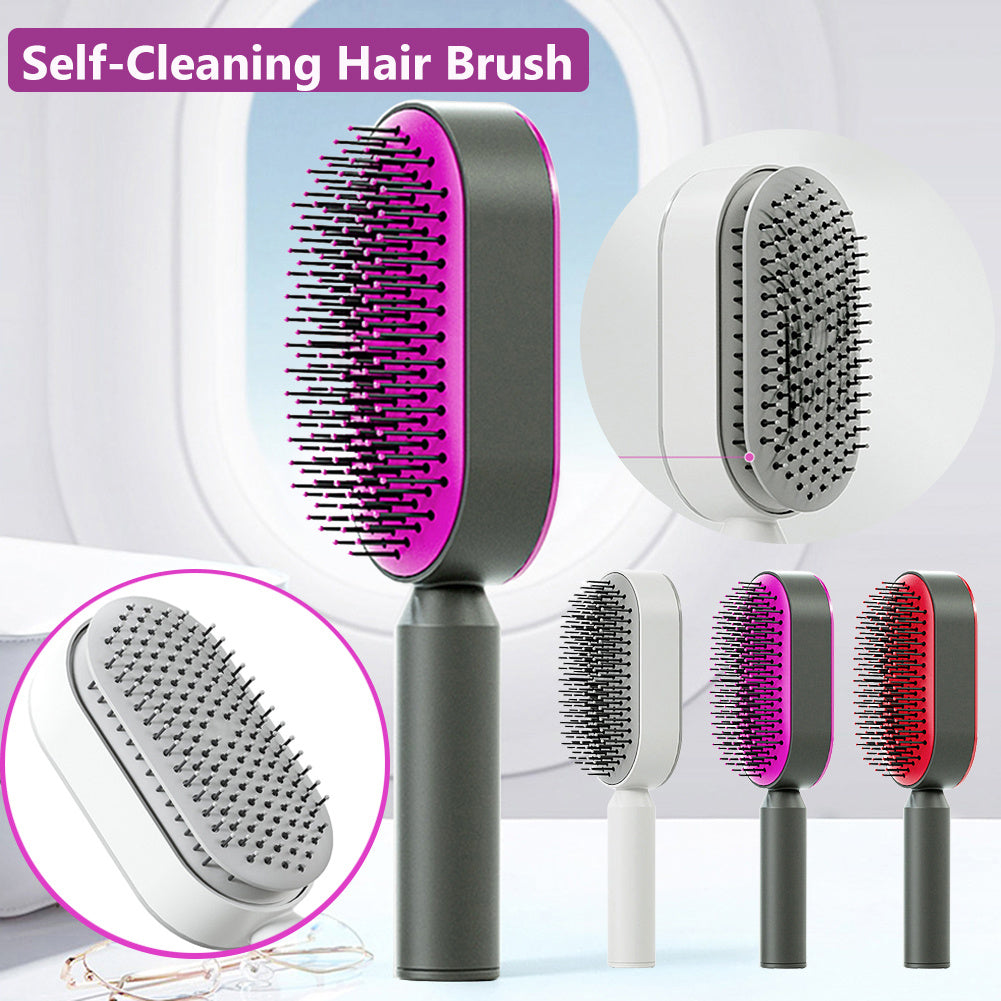 Self Cleaning Hair Brush For Women One-key Cleaning Hair Loss Airbag Massage Scalp Comb Anti-Static Hairbrush - Rokkaku 18 online shop
