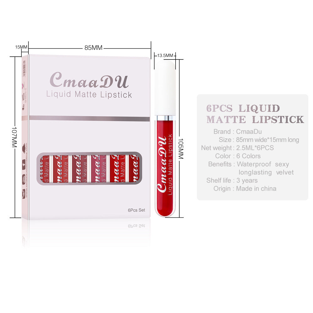 6 Boxes Of Matte Non-stick Cup Waterproof Lipstick Long Lasting Lip Gloss - Rokkaku 18 online shop