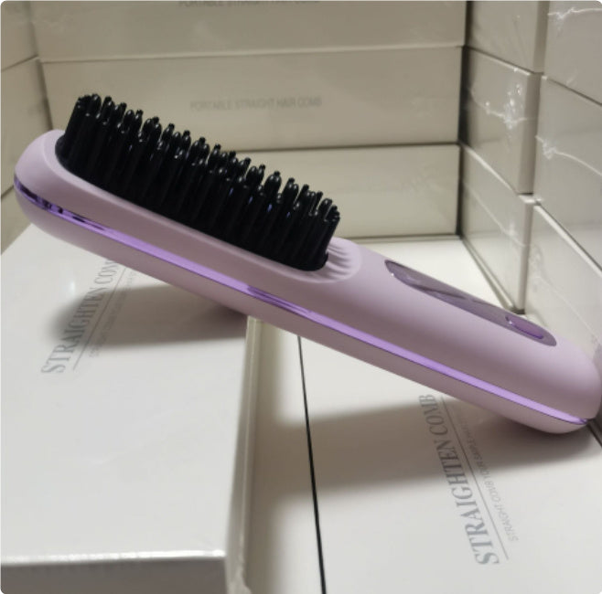 2 In 1 Straight Hair Comb Wireless Hair Straightener Brush Hair Fast Heating Portable Hot Curler USB Charging - Rokkaku 18 online shop