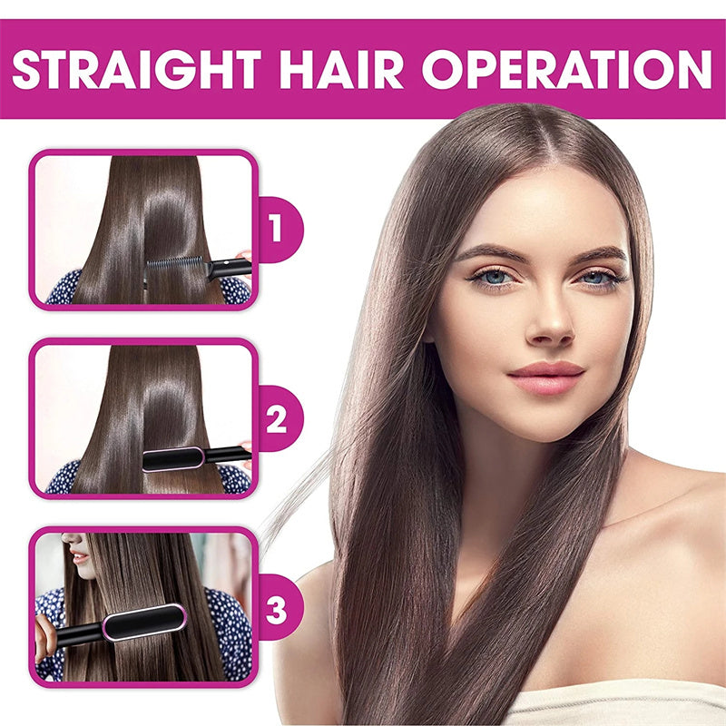 New 2 In 1 Hair Straightener Hot Comb Negative Ion Curling Tong Dual-purpose Electric Hair Brush - Rokkaku 18 online shop
