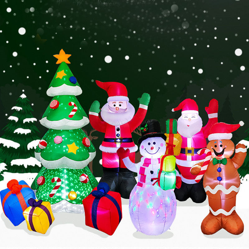 Christmas LED Lights Glowing Santa Tree Snowman Inflatable Doll Outdoor Yard Garden Decor - Rokkaku 18 online shop
