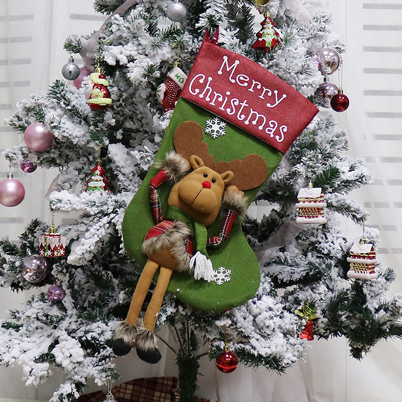 New Year Xmas Big Stockings Set Decorations Christmas 3D Plush Big Sock Christmas Tree Pendant Decorating Supplies - Rokkaku 18 online shop