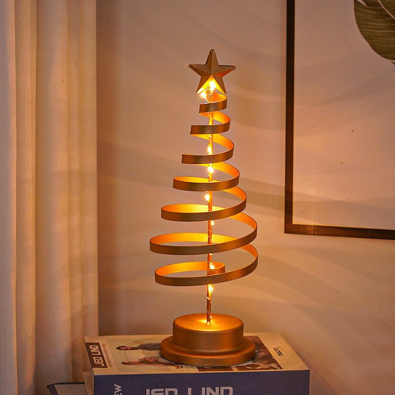 LED Christmas Tree Spiral Light Table Ornament Wrought Iron Xmas Tree Bedroom Desk Lamp Christmas Atmosphere Night Light Decor - Rokkaku 18 online shop