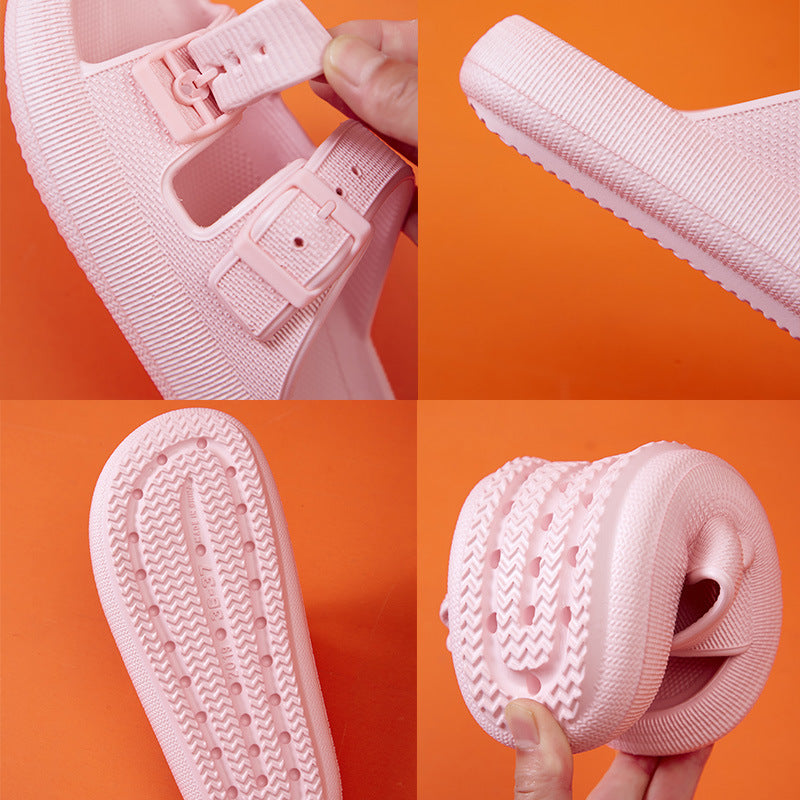 Platform Slippers Women's Summer Buckle Home Shoes Fashion Outdoor Wear Soft Bottom Sandals - Rokkaku 18 online shop
