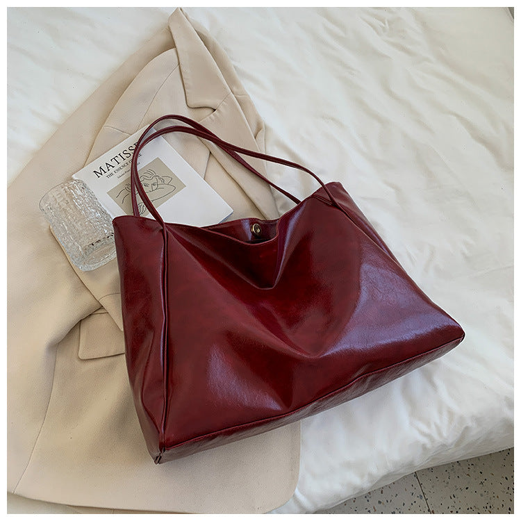 Fashion Handbag New Autumn And Winter Japanese And Korean Large Capacity Soft Leather Shoulder Bag Retro Casual Handbag - Rokkaku 18 online shop