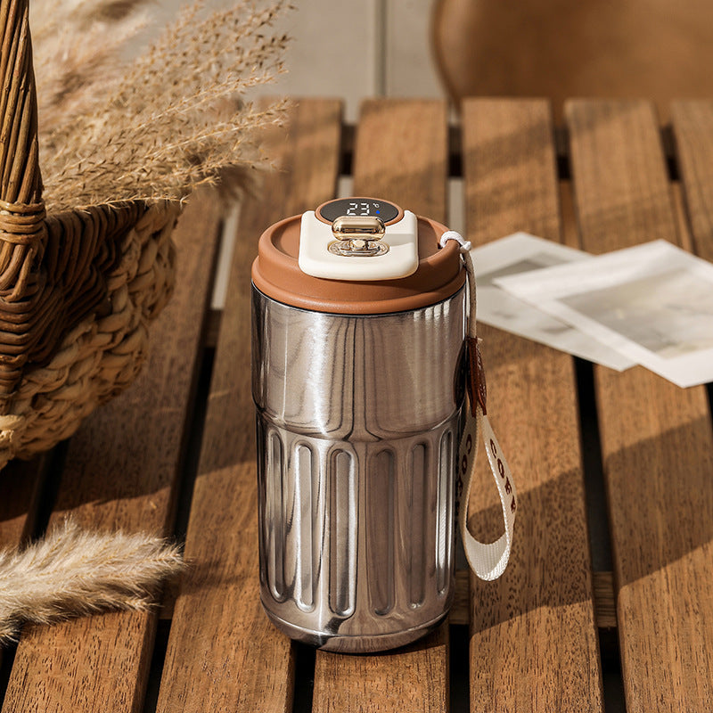 Smart Digital Thermal Bottle Portable Coffee Mug Stainless Steel Water Bottle In-Car Insulated Cup Keep Cold Vacuum Flasks 450ml - Rokkaku 18 online shop