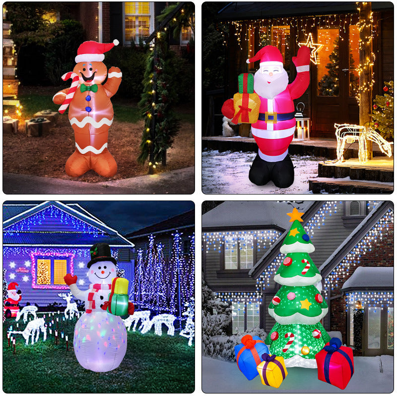 Christmas LED Lights Glowing Santa Tree Snowman Inflatable Doll Outdoor Yard Garden Decor - Rokkaku 18 online shop