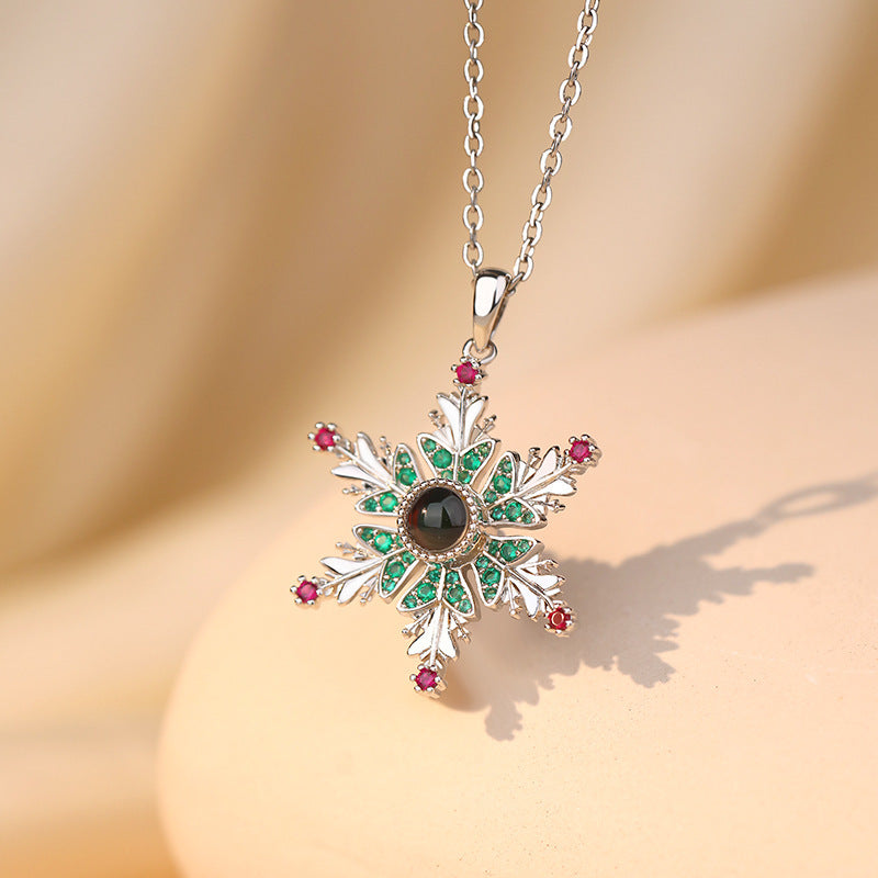 New Christmas Snowflake Necklace With Projection Design For Couples Christmas Gift Women's Clavicle Chain Jewelry - Rokkaku 18 online shop