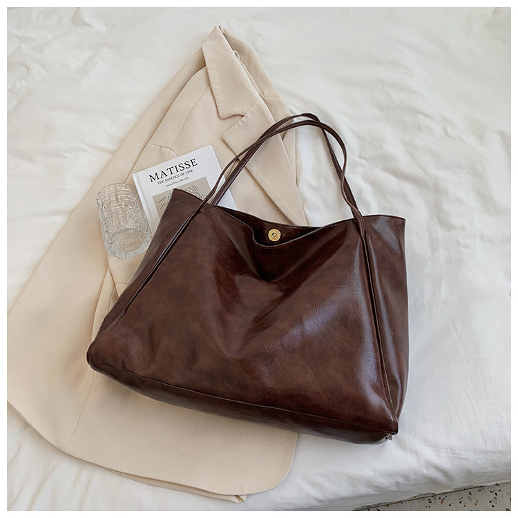 Fashion Handbag New Autumn And Winter Japanese And Korean Large Capacity Soft Leather Shoulder Bag Retro Casual Handbag - Rokkaku 18 online shop