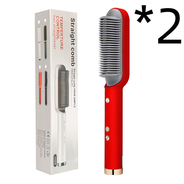 New 2 In 1 Hair Straightener Hot Comb Negative Ion Curling Tong Dual-purpose Electric Hair Brush - Rokkaku 18 online shop
