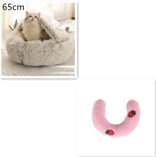 2 In 1 Dog And Cat Bed Pet Winter Bed Round Plush Warm Bed House Soft Long Plush Pets Bed Pet Products - Rokkaku 18 online shop