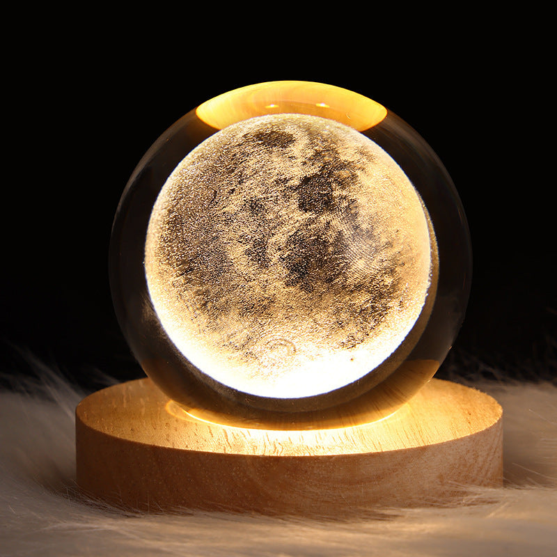 Luminous Starry Sky And Planets Moon Moon Crystal Ball Small Night Lamp Projection Ambience Light Creative Gift New Strange Gift - Rokkaku 18 online shop
