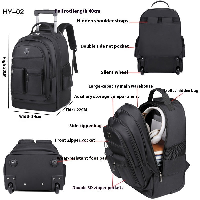 Trolley Backpack Ultra-light Trolley Bag Large Capacity Single-directional Wheel - Rokkaku 18 online shop