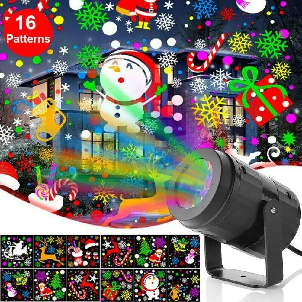 Christmas Party Lights Snowflake Projector Light Led Stage Light Rotating Xmas Pattern Outdoor Holiday Lighting Garden Christmas Decor - Rokkaku 18 online shop
