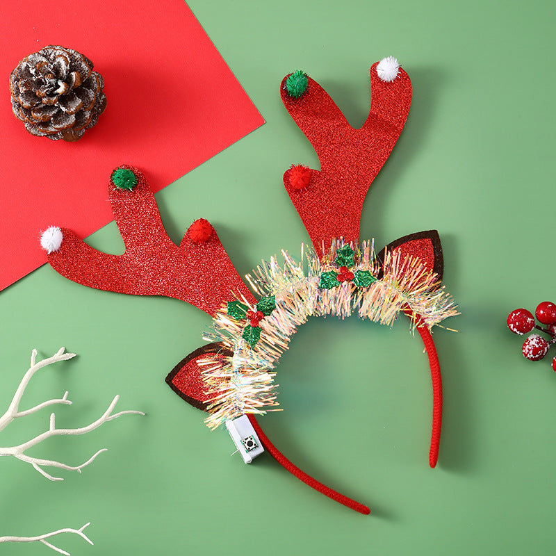 IPC Christmas Hair Band Glowing Headband Xmas Tree Snowflake Hair Band Deer Horn Light Flashing Headwear Merry Christmas Gift - Rokkaku 18 online shop