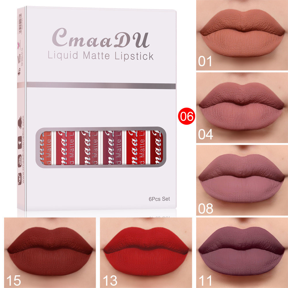 6 Boxes Of Matte Non-stick Cup Waterproof Lipstick Long Lasting Lip Gloss - Rokkaku 18 online shop