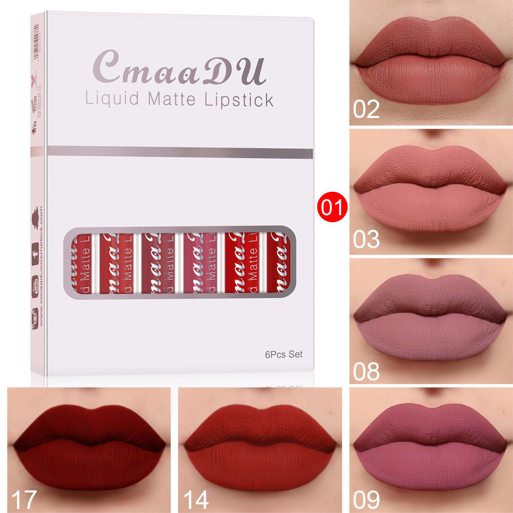 6 Boxes Of Matte Non-stick Cup Waterproof Lipstick Long Lasting Lip Gloss - Rokkaku 18 online shop