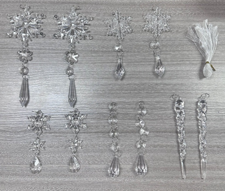 10pcs Christmas Tree Hanging Pendants Acrylic Ice Strip Snow Ceiling Xmas Ornaments New Year Christmas Decoration Home Decor - Rokkaku 18 online shop