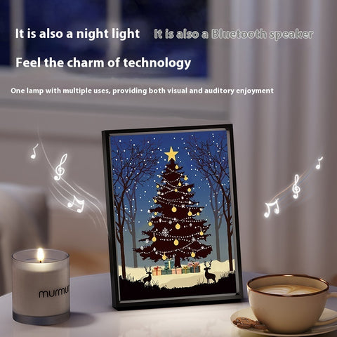 New Luminous Speaker Christmas Tree Painting Bluetooth Speaker Desktop Ornament Gift Light And Shadow Art Lighting