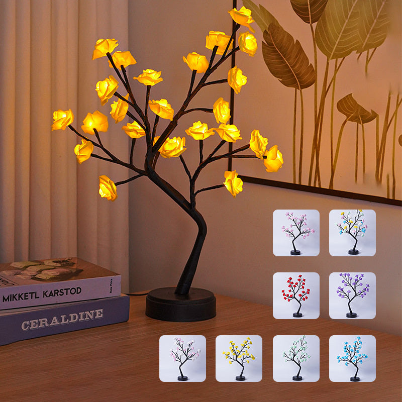 Table Lamp Flower Tree Rose Lamps Fairy Desk Night Lights USB Operated Gifts For Wedding Valentine Christmas Decoration - Rokkaku 18 online shop