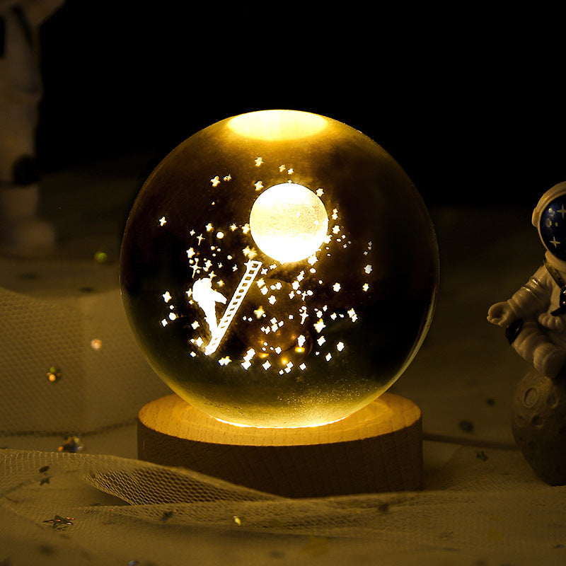 Luminous Starry Sky And Planets Moon Moon Crystal Ball Small Night Lamp Projection Ambience Light Creative Gift New Strange Gift - Rokkaku 18 online shop